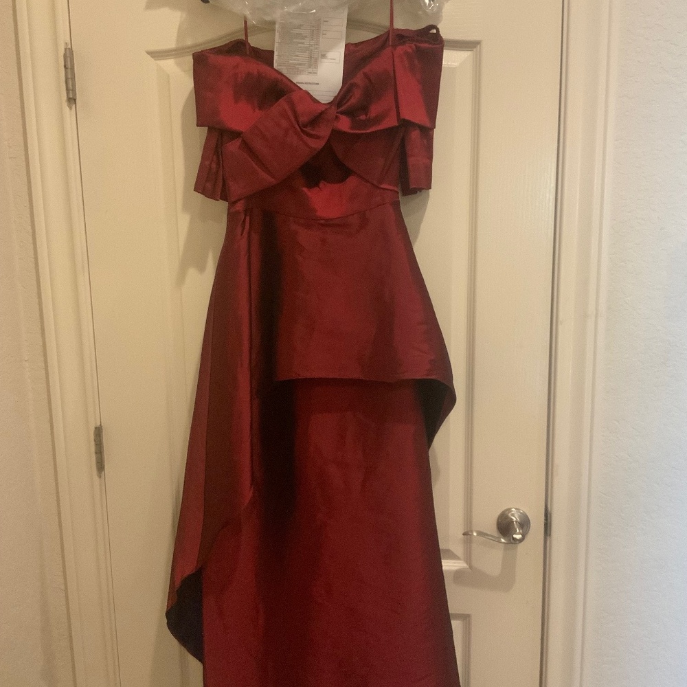 Beautiful red off the shoulder designer gown